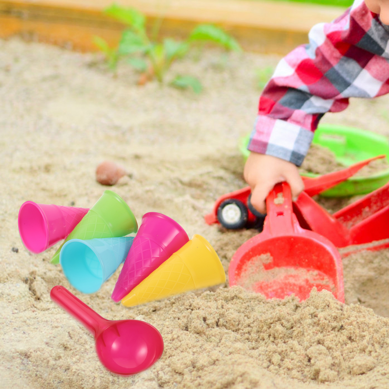 Brinquedos de praia para crianças, areia, sorvete, cones e colher, brinquedos ao ar livre para crianças