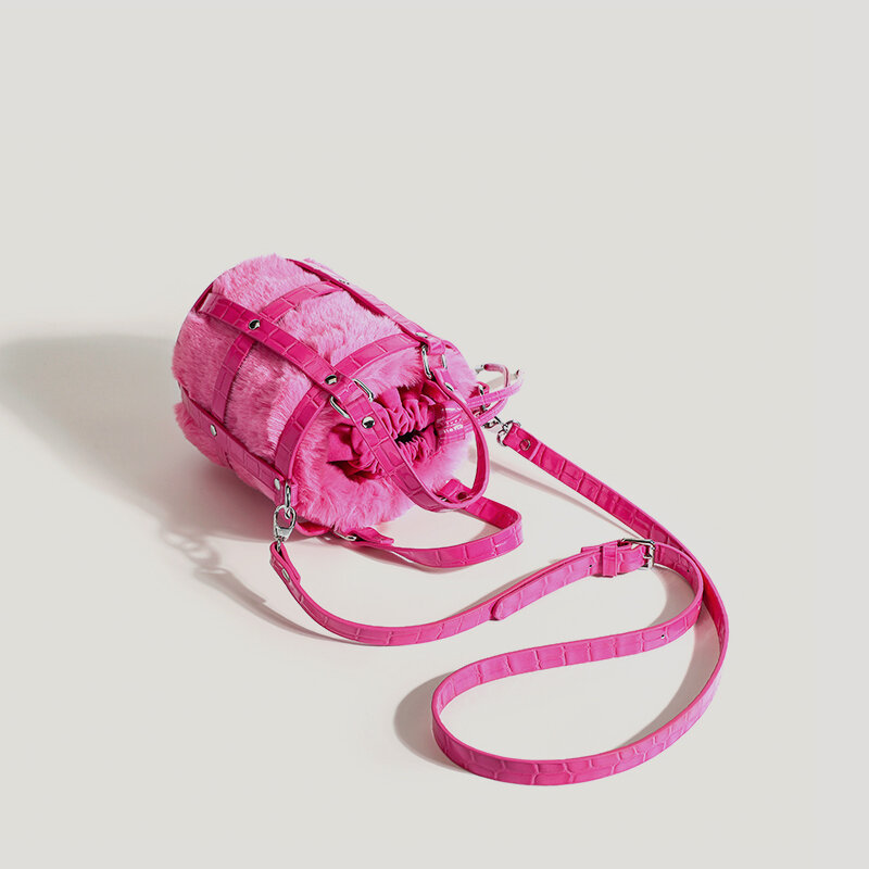 Lässige Mini-Beutel taschen Luxus Designer Handtasche gewebter Rahmen Kunst kaninchen Fell Plüsch tasche neu in hochwertiger Cross body Mode