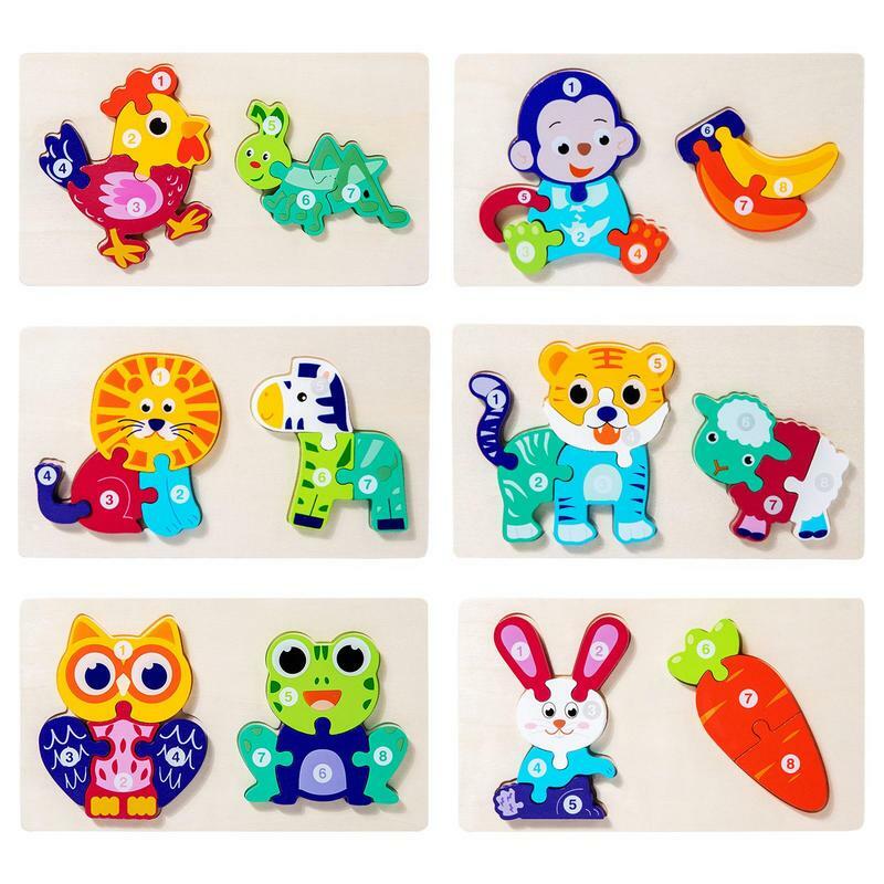 재사용 가능한 몬테소리 교육용 나무 퍼즐 장난감, 유아용 튼튼한 하이 퀄리티 동물 직소 퍼즐