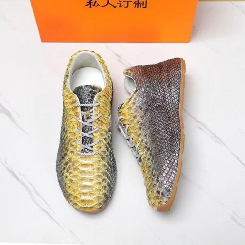 Новое поступление 2023, модная мужская повседневная обувь из змеиной кожи, мужские кроссовки из натуральной кожи pdd103