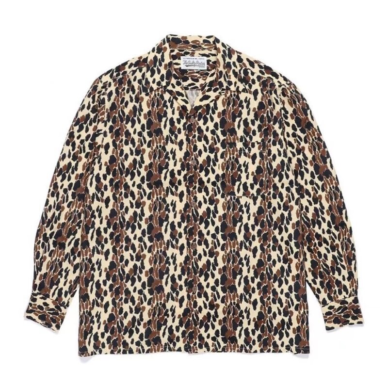 High Street Mens Leopard WACKO MARIA Long Sleeve Shirt Vintage Casual Loose Holiday Womens Hawaiian Shirt Tops