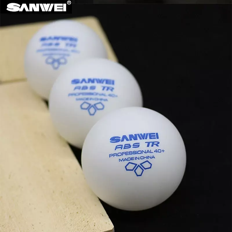 Sanwei TR ลูกบอลลายกีฬาปิงปอง3ดาวสีขาว40 + วัสดุพลาสติก ABS ใหม่ฝึกสโมสรลูกปิงปองมืออาชีพ100ชิ้น/แพ็ค