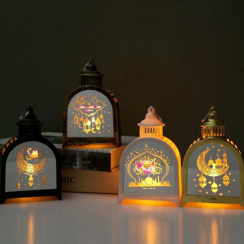 Eid Mubarak 랜턴 램프 LED 조명 촛대 장식, 스타 문 파티 장식 용품, 바람 랜턴, 라마단 장식 램프