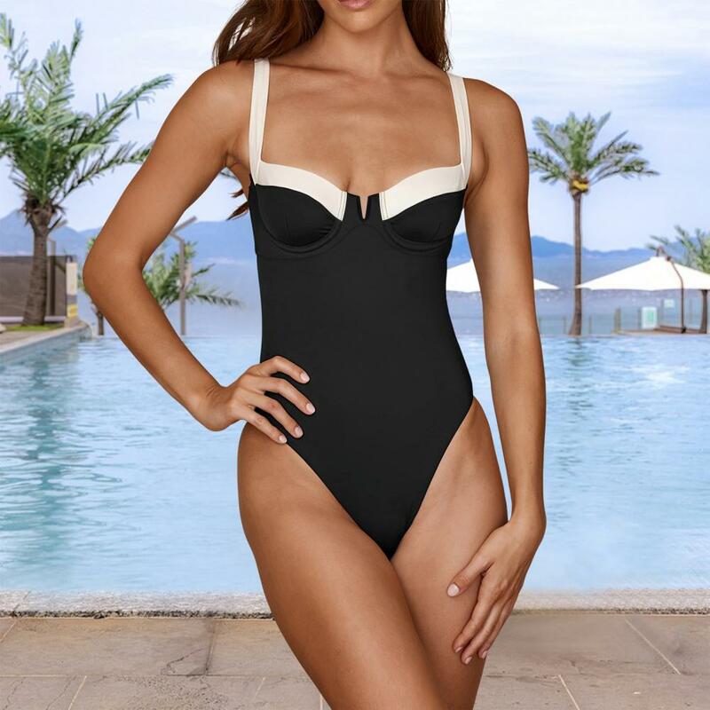 Bañador Sexy de una pieza, con espalda descubierta Monokini, soporte Con aros, ropa de playa, traje de baño blanco y negro, novedad de 2024