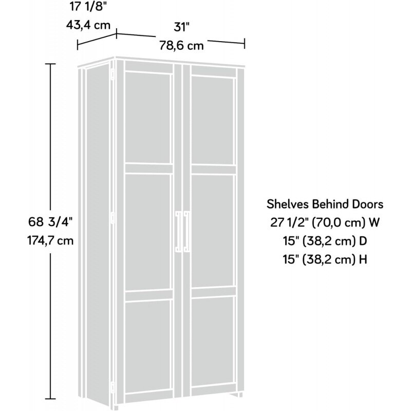 Шкаф для хранения кладовой Sauder HomePlus, Д: 30,71 x Ш: 17,21 x В: 68,82 дюйма, Дубовая отделка Dakota