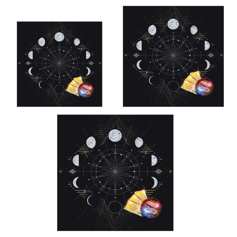 Nappe carte Divination, tapisserie cartes Tarot avec Phases lune