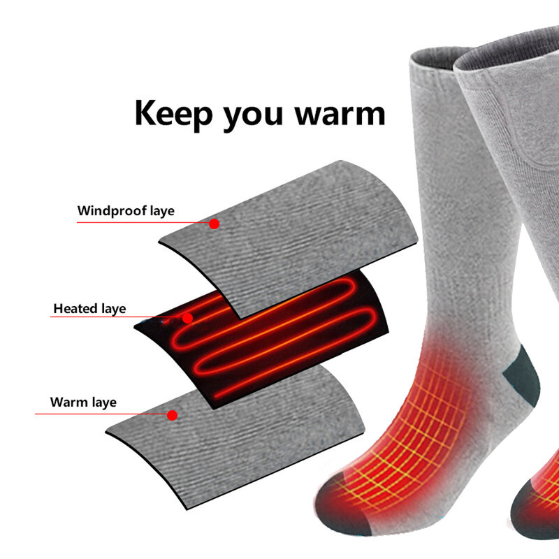 Calzini riscaldati elettrici invernali calzini caldi con batteria ricaricabile da 3.7 Volt calzini elastici per la salute dei piedi per gli sport all'aria aperta