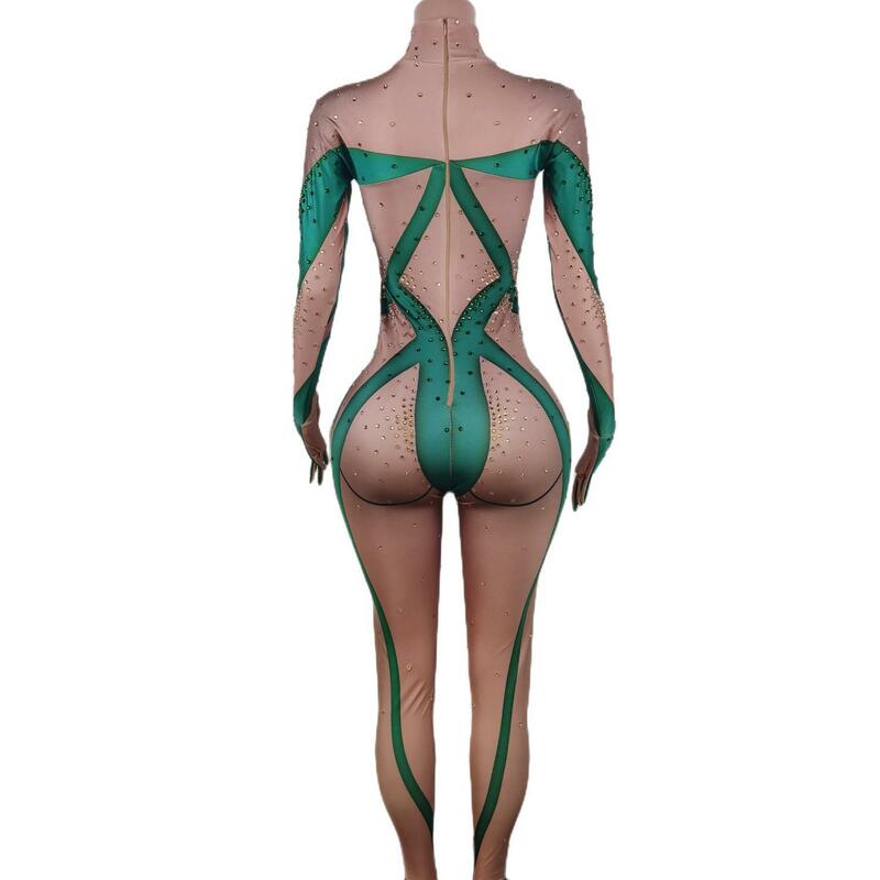 Combinaison Sexy en Clip Vert pour Femme, Costume de Spectacle de brev, Boîte de Nuit, Bal, ixd'Anniversaire, Chanteur, Vêtements de Scène, Banyuanlv