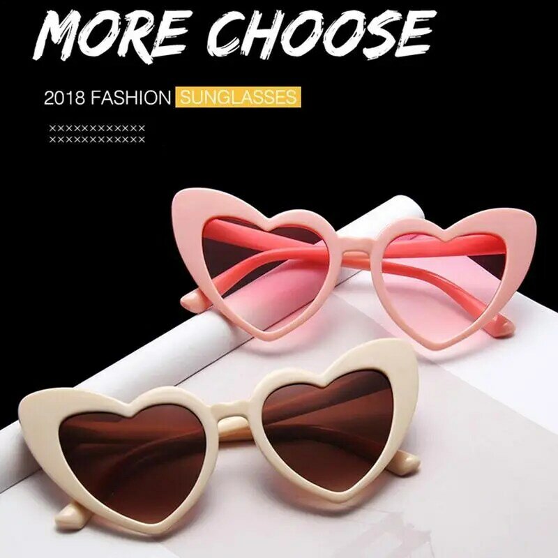 Солнцезащитные очки в форме сердца | Красочные разноцветные ретро солнцезащитные очки в форме сердца | Модные искусственные очки