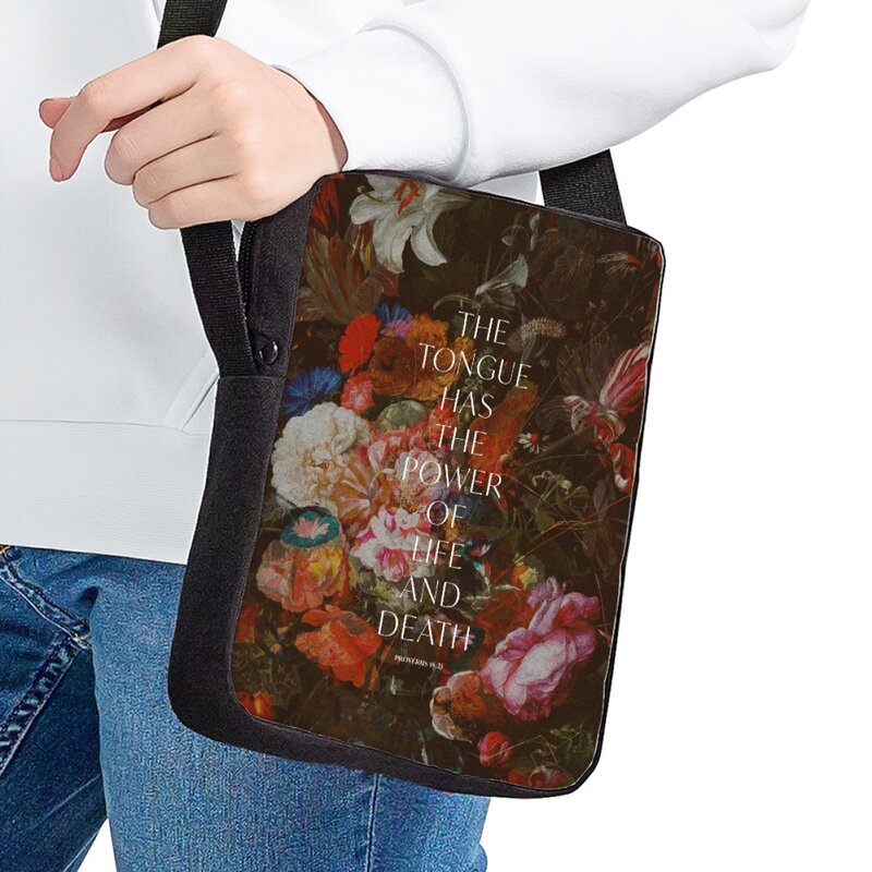 Классические маленькие сумки через плечо для женщин, регулируемая сумка-мессенджер для христианских церквей и встреч, наплечная сумка с принтом Библии и гимна
