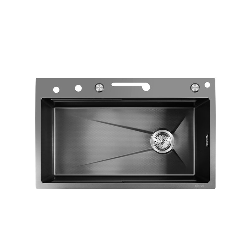 Lavello da cucina in acciaio inox 304 grande Slot singolo balena Display digitale integrato rubinetto a pioggia volante lavabo per verdure