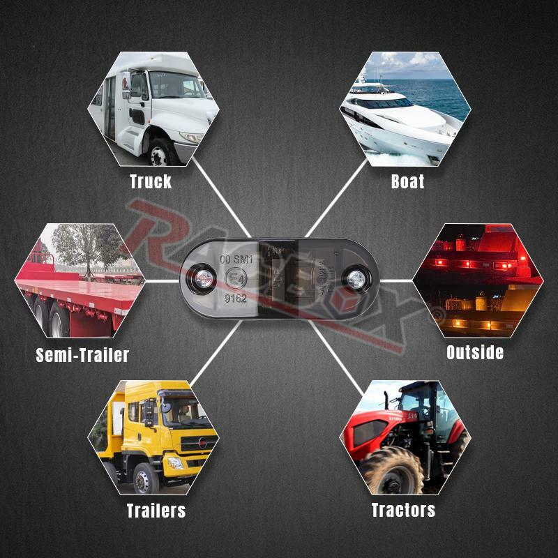 LEDトラックサイドクリアランスランプ,12V 24V,警告ブレーキライト,e4,ストップフラップ付き,セミトレーラー用,ピックアップ,バス,ボート,キャンピングカー