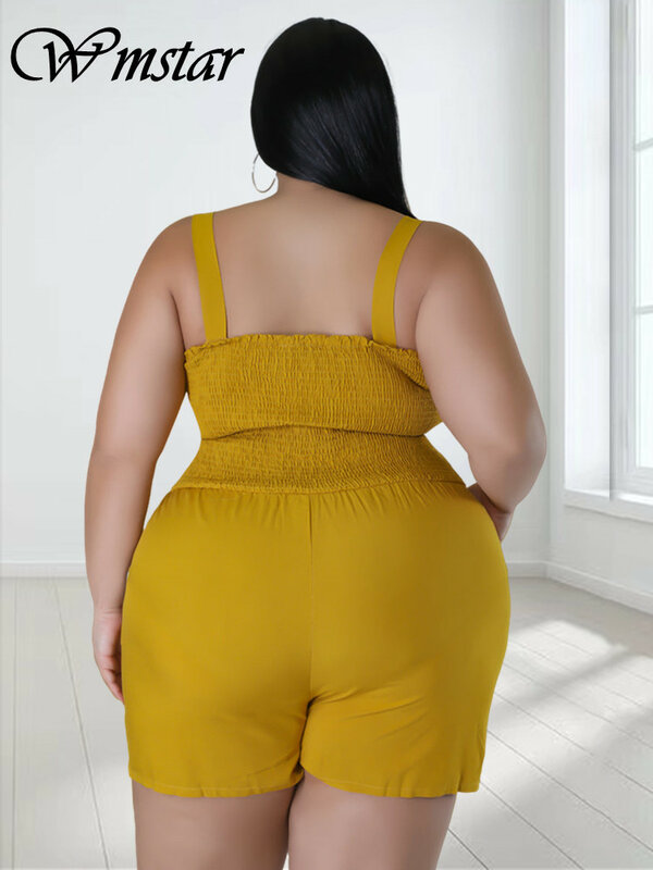 Wmstar Plus Size Jumpsuit Vrouwen Kleding Solid Slip Corset Sexy Casual Shorts Romper Playsuits Nieuwe Stijl Groothandel Dropshipping