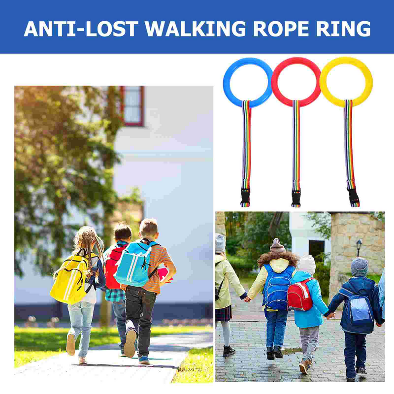 Corda de tração anti-perdida para crianças, trelas de pulso pré-escolar, anel único, andando, 3 pcs