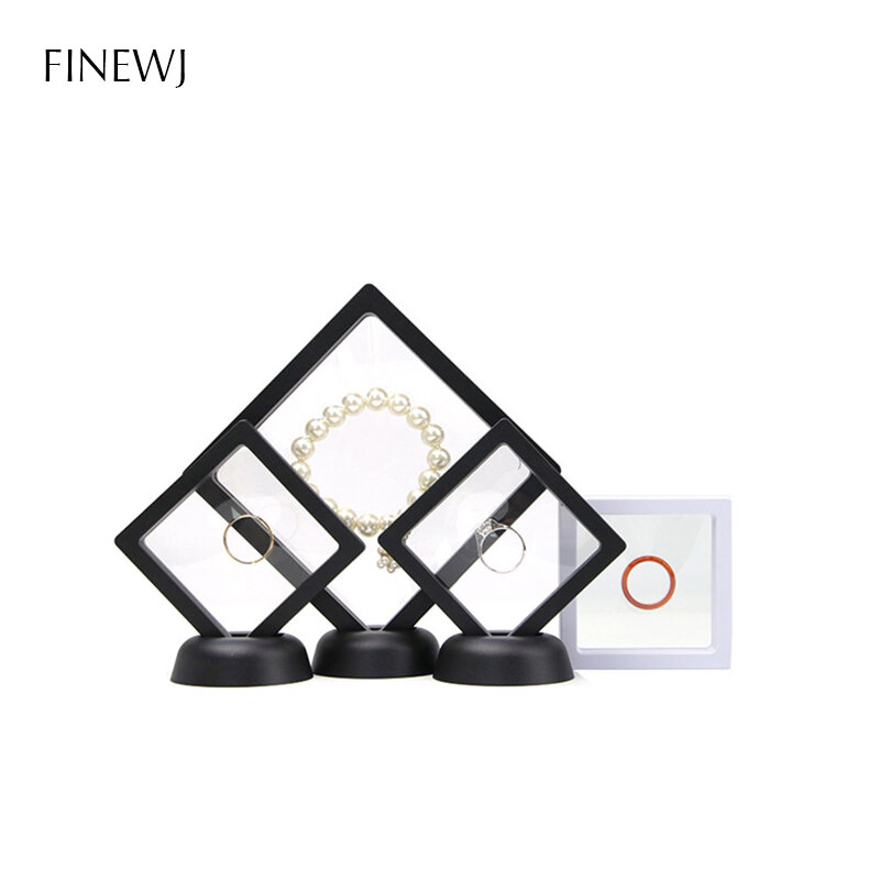 3D Floating Picture Frame Jewelry Display Shadow Box Stand Rack Coin Ring Pendant Holder Protection Gems Stone Presentation Case