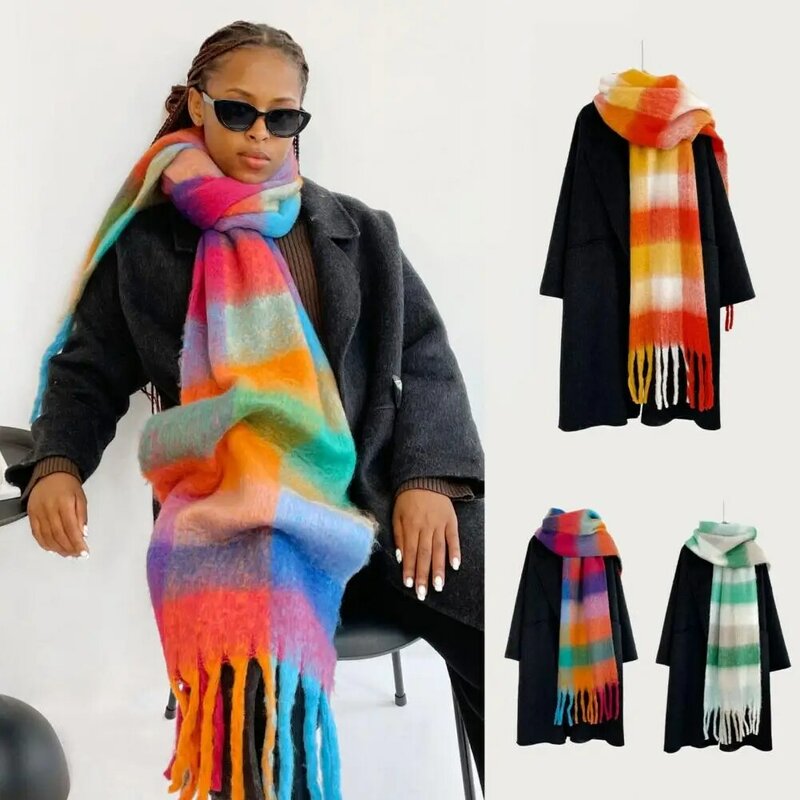 Супермягкий зимний шарф, однотонная женская элегантная шаль с кисточками, толстый теплый дышащий шарф, аксессуары для одежды