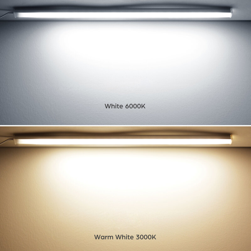 Luz LED de cocina para debajo del gabinete, Interruptor táctil Penetrable, escaneo manual de madera, Sensor de movimiento, barra de baño regulable, iluminación de lámpara nocturna