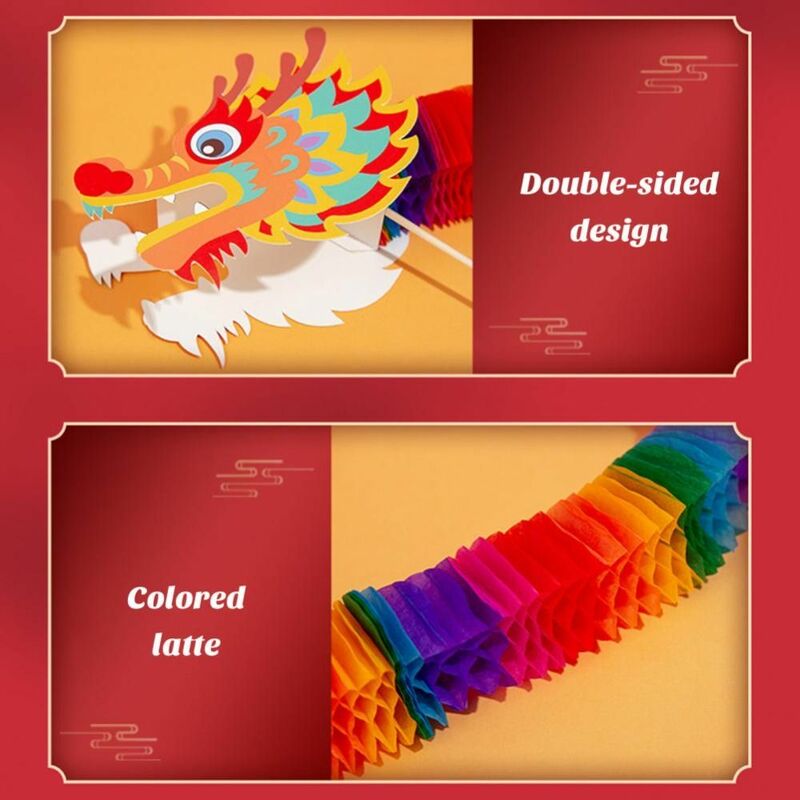 Kids DIY Toys Montessori Early Education Toy For Children Handheld Dragon Dance Craft Ancient Chinese Long Paper Dragon