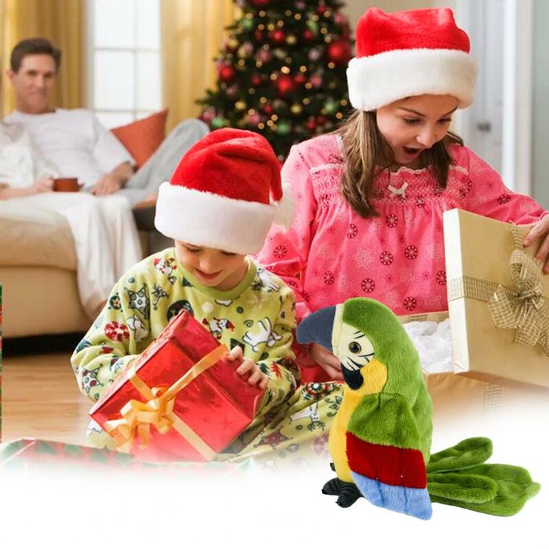 Mainan boneka burung nuri elektrik interaktif boneka burung bayan elektrik berbicara dengan sayap sayap sayap yang menyenangkan mainan burung mewah untuk anak-anak