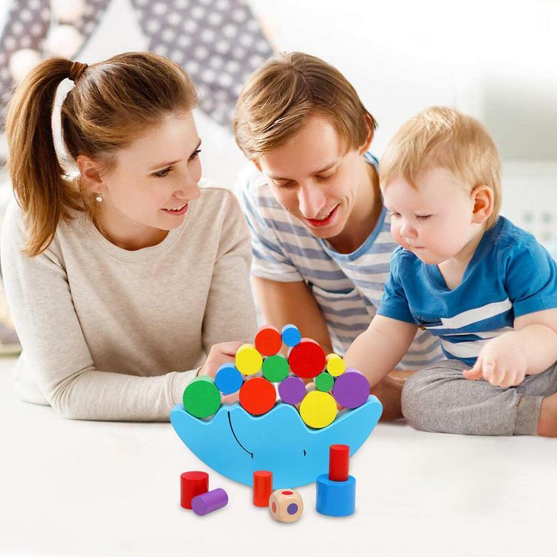 Mainan susun untuk anak-anak belajar prasekolah mainan Montessori mainan bangunan kayu Permainan kompetisi keseimbangan hadiah ulang tahun