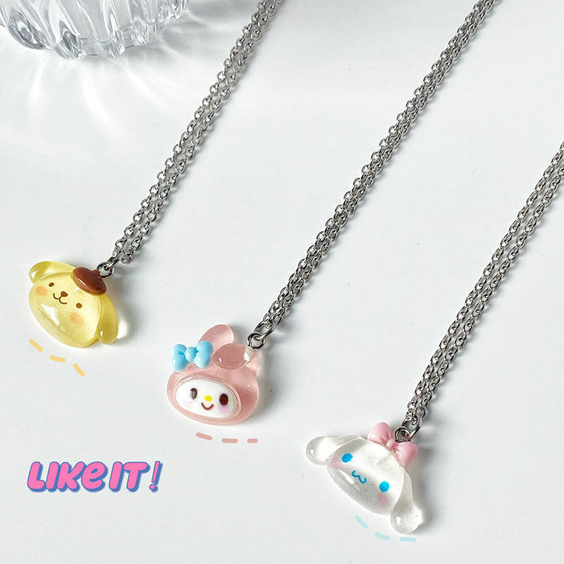 Kawaii Sanrio, ожерелье Hello Kitty Kuromi Melody, милая цепочка до ключиц Y2k, модный Регулируемый кулон, аксессуары для девочек, игрушка в подарок
