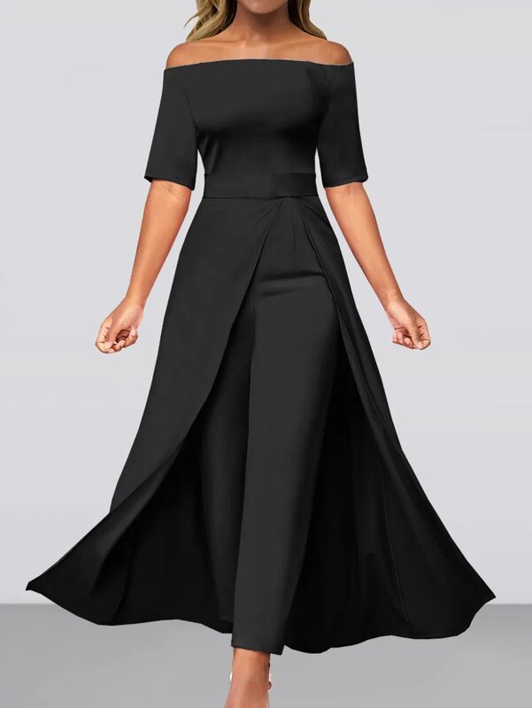 Macacão preto de um ombro feminino, novo estilo de moda, ON01286, outono e primavera, 2024