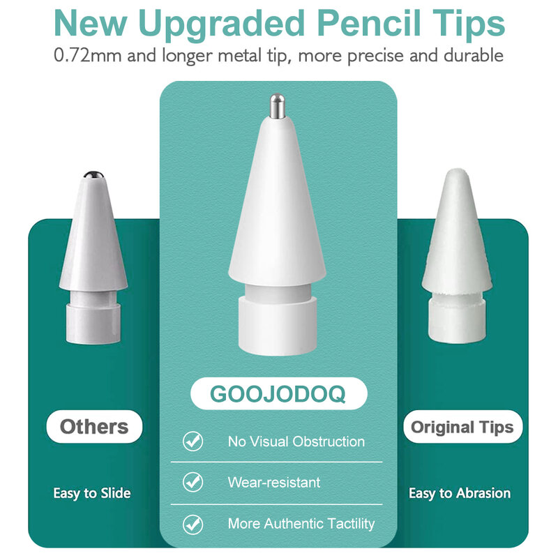 Punta de lápiz para Apple Pencil 2 1, punta de lápiz Stylus, suficiente para 4 años de uso