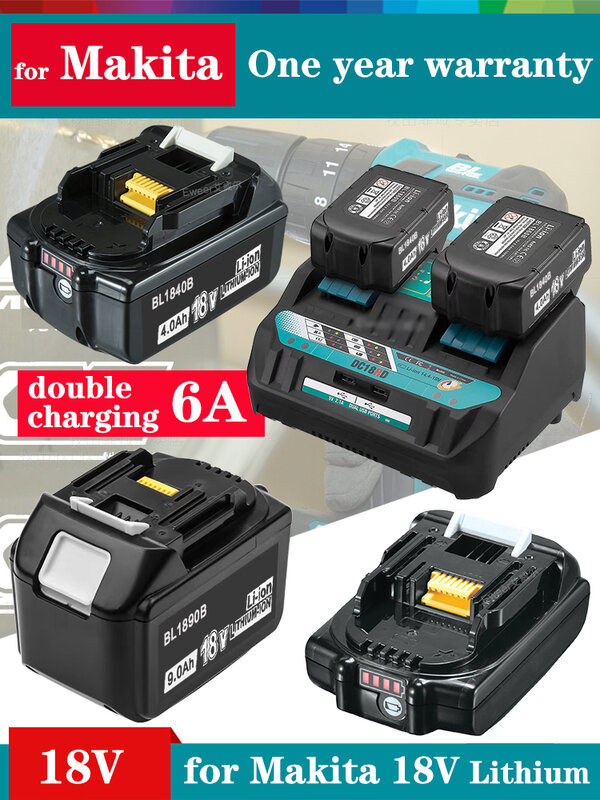 Battery 18v for makita BL1860 BL1850B BL1850 BL1840 BL1830 screwdriver battery & charger 18v Replacement Power Tool Batteries.