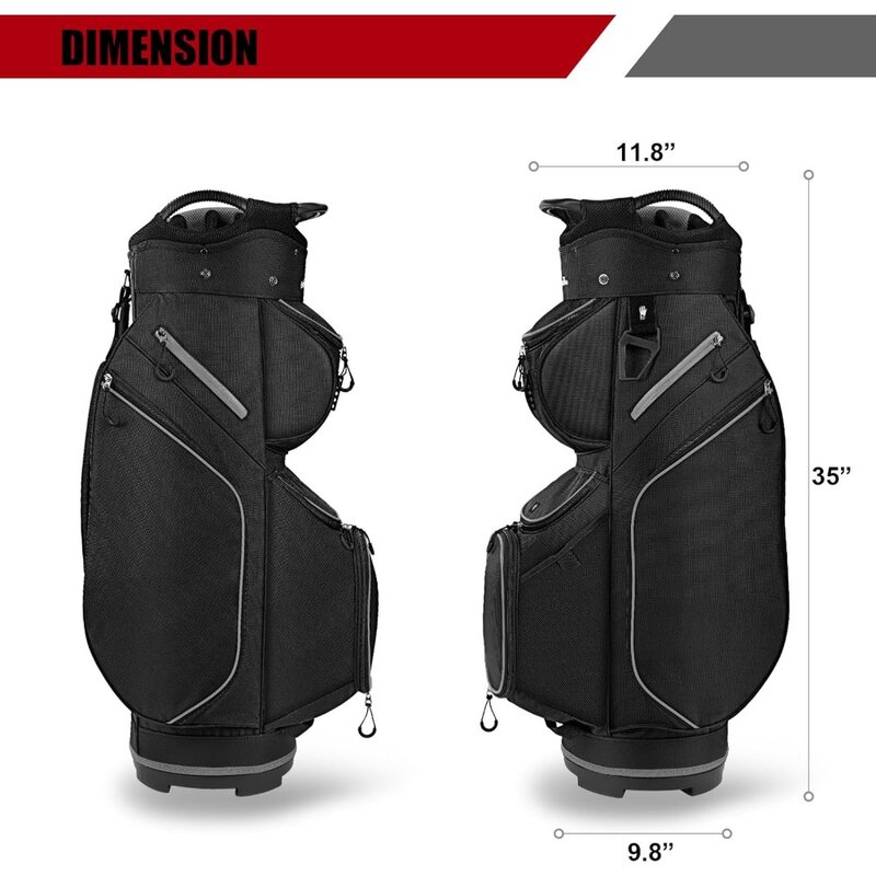 Golf Cart Bag 14 Dividers Top Clubs Organizer Lightweight with Cooler Pouch, Dust Cover and Backpack Strap