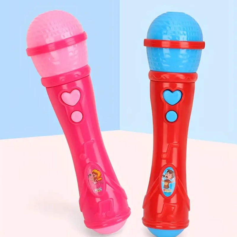 Mikrofon mainan loudspeaker nirkabel anak-anak host menyanyi bayi meniru mikrofon plastik nyata
