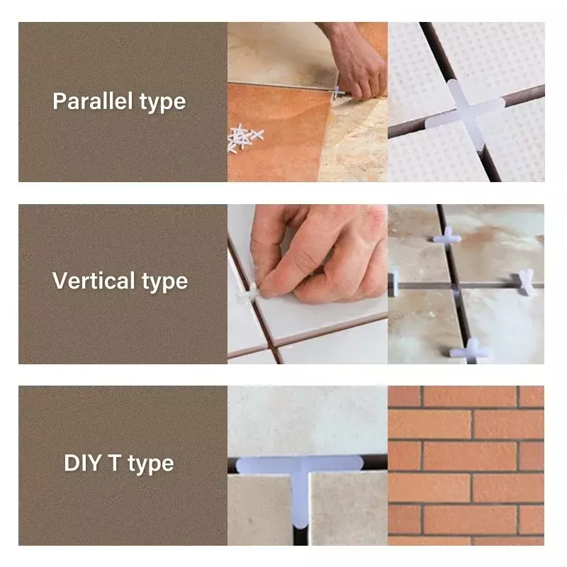 100pcs 1/1.5/2/2.5/3mm Cross Tile Spacers, Resuable Ceramic Tiler Leveling System for Wall Floor Spacing Construction Tools