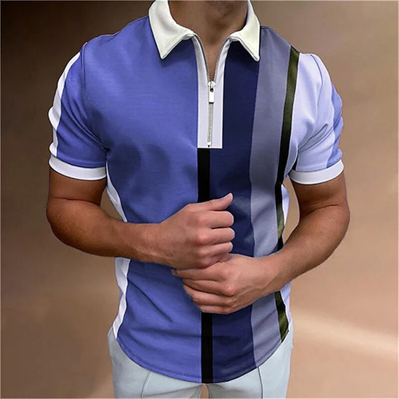 メンズ半袖ポロシャツ,ジッパー付きオリジナルゴルフウェア