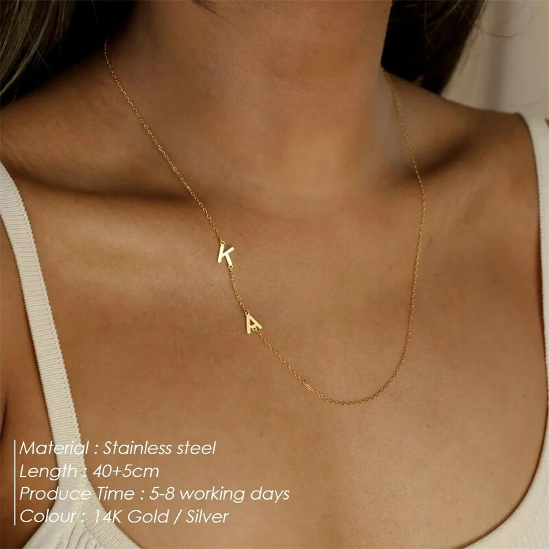 eManco Gold Color Letter Pendant Choker Charm Name Necklace 26 Letter Patchwork Custom Letter Name Necklace Women Fine Jewelry