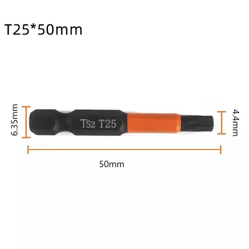 1 шт., шестигранная насадка для отвертки, 50 мм, 1/4 дюйма, T10/T15/T20/T25/T30/T40
