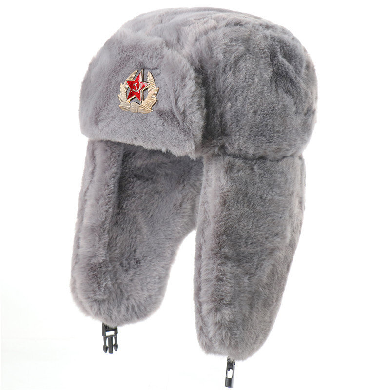 ロシアの帽子ushankaトルーパートラッパー帽子暖かい冬の帽子ハンティング帽子イヤーフラップ付きエビエイターハットフェイパイロットキャップハンティングハット