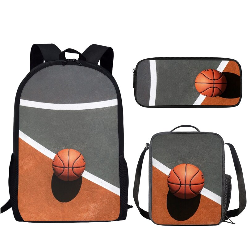 Basketball Muster Kinder Schult asche 3 teile/satz große Kapazität Studenten buch Tasche mit Lunch Bag Bleistift Tasche täglich lässig Rucksack