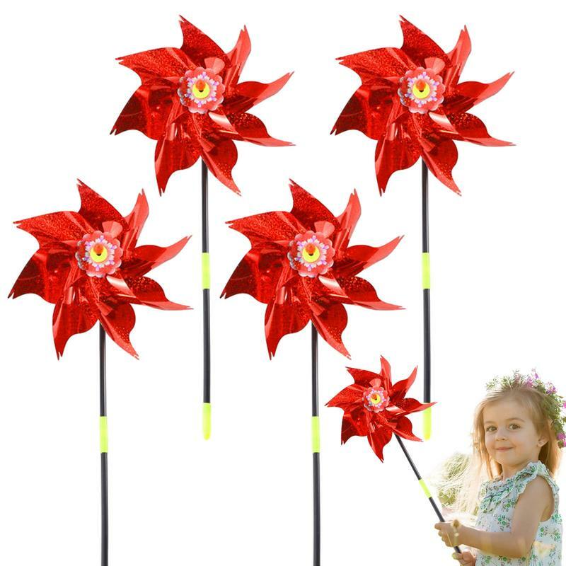 Garden Wind Spinners 4 Pcs Sparkly Garden Spinner Wind Spinners Outdoor Bird Scare Devices Bird-Driving Pinwheel Reflective With