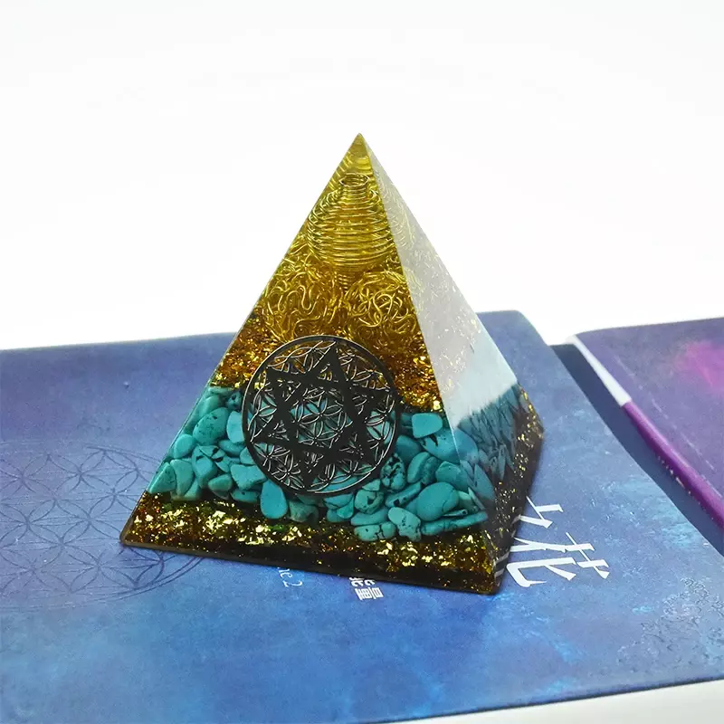 2023 ozdoby kryształowe orgonit turkusowa biżuteria 7cm Orgone piramida biżuteria Sandalphon anioł oczyszczanie życia inteligentna biżuteria