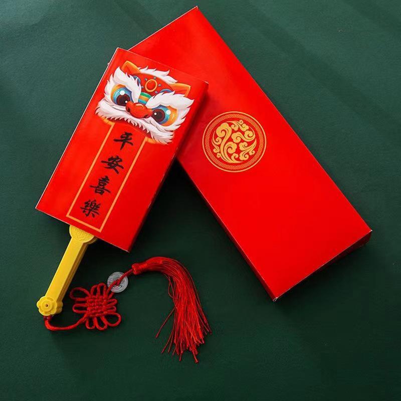 مغلفات حمراء صينية مع جيوب ، على شكل مروحة ، إبداعية ، صينية ، محظوظ ، مروحة ، محظوظ ، هدية لعيد ميلاد