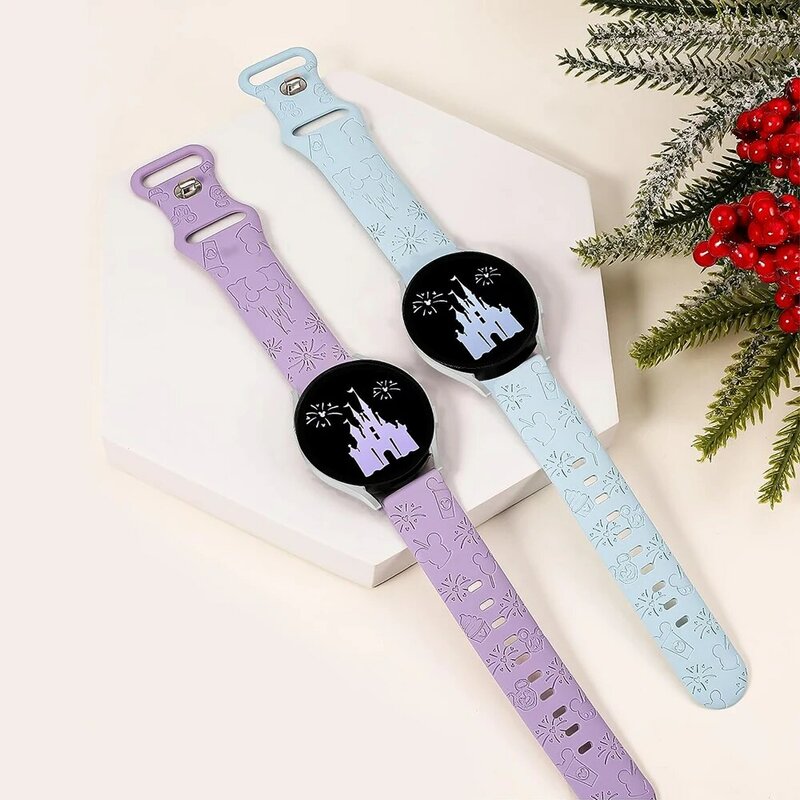 20mm Cute Silicone Cartoon Engraved Bands for Samsung Galaxy Watch 6/5/4/Active 2 40mm 44mm/Watch 5 Pro 45mm/Watch 3 41mm Straps