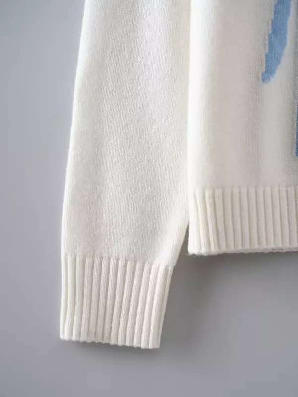 Женский свитер с вышивкой медузы, кашемировый вязаный джемпер ранней осени с круглым вырезом и длинным рукавом