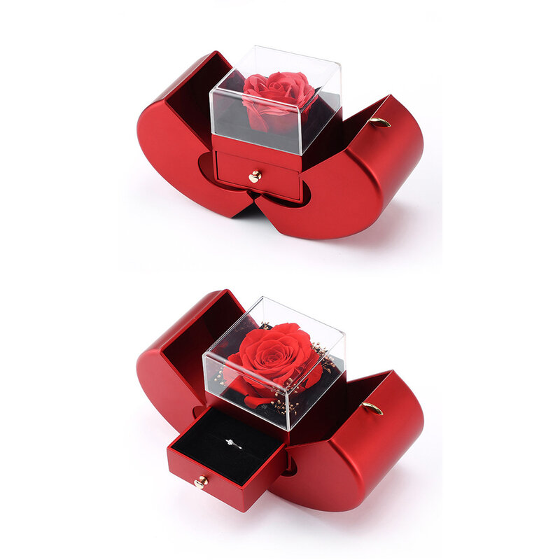 Kreative apfel förmige Rose Schmuck Verpackung Geschenk box Halskette Ring Armband Weihnachten Lagerung Aufbewahrung koffer Valentinstag Geschenk