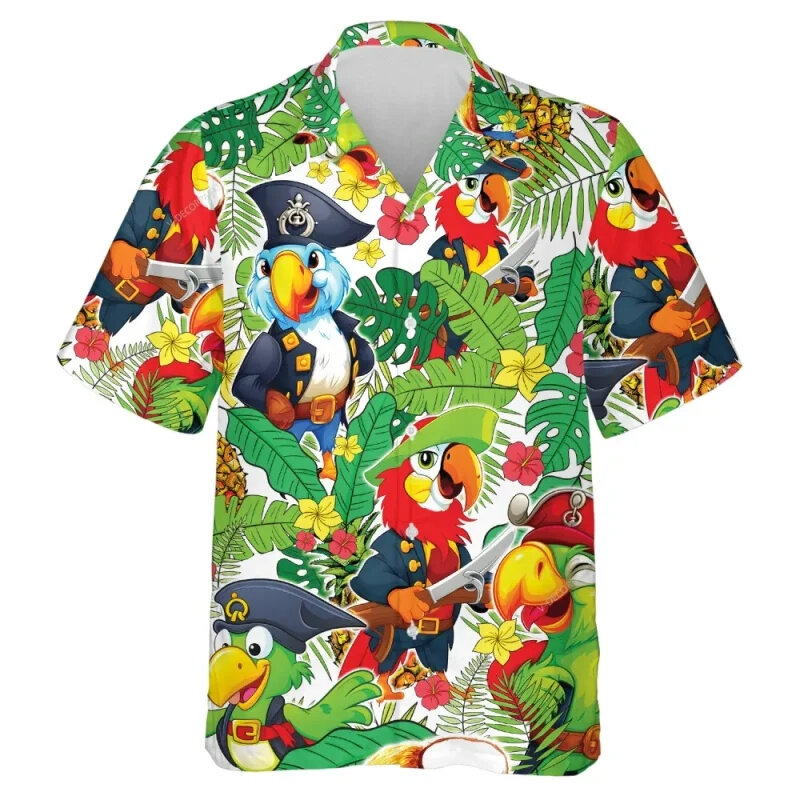 Śmieszne zwierzęce nadrukowane w 3D koszula plażowa słodkie zwierzątko koszule graficzne dla mężczyzn ubrania dorywczo hawajskie bluzki z Surfing krótki rękawem chłopięce
