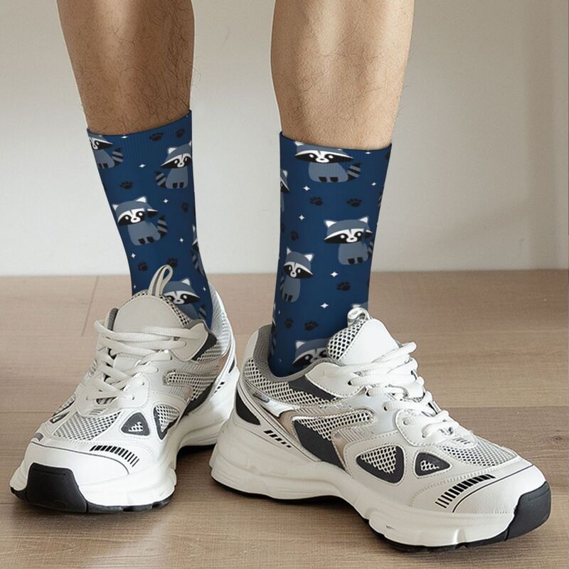 Racoon Pattern Socks Harajuku Sweat Absorbing Stockings All Season Long Socks Accessories for Unisex Birthday Present
