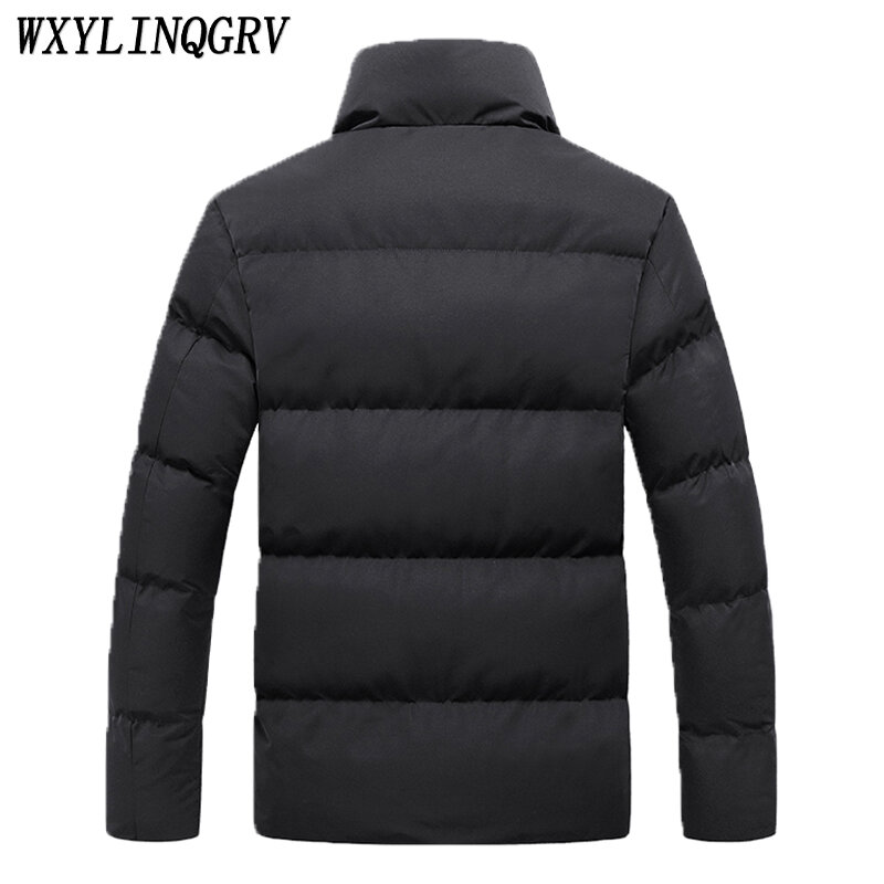 Мужская Утепленная куртка с воротником-стойкой, однотонная теплая ветрозащитная куртка для осени и зимы, 2023
