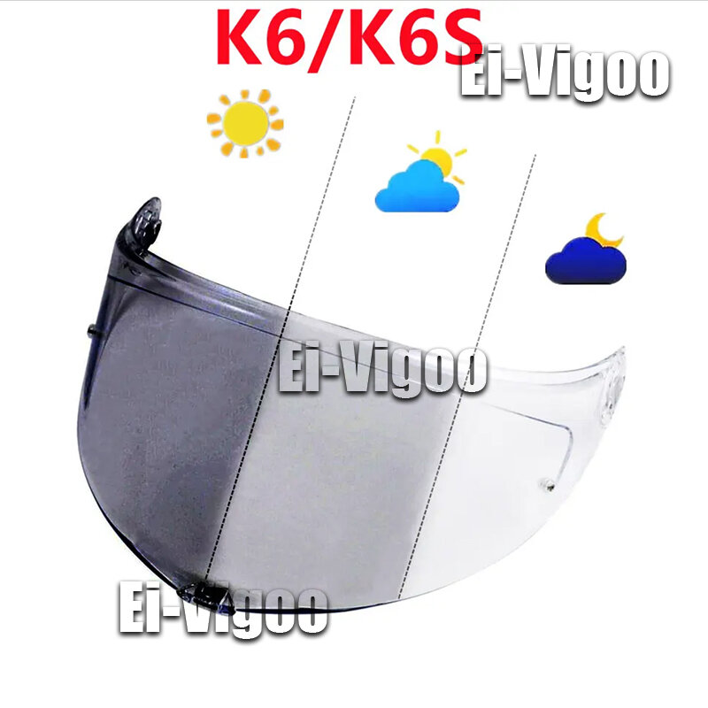 Lentes de viseira fotocromáticas para AGV K6 e K6S, Viseira integral, Peças para capacete de corrida