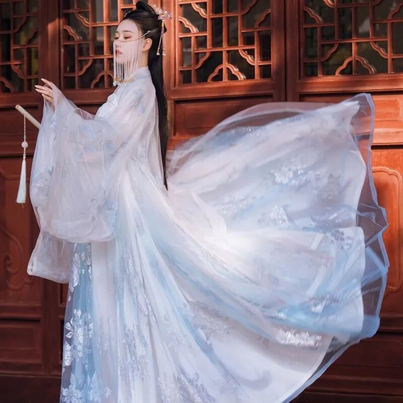 Originele echte lange Hanfu-jurk voor vrouwen, verbeterde Hanfu-verjaardagsfeestje, lente-herfst, vrouwelijk banket, danskleding, elegant