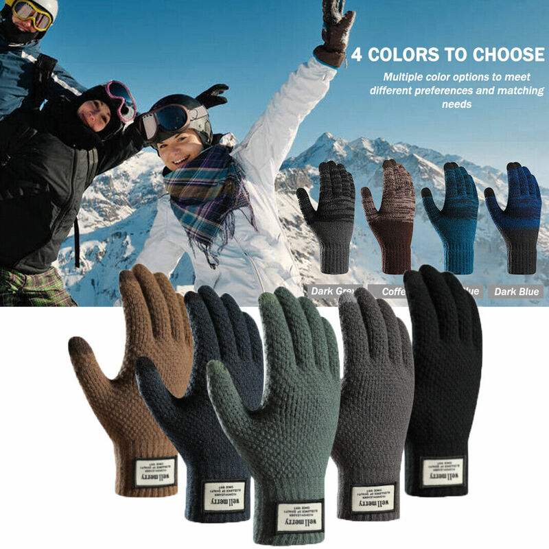 Winter Elastic Knitted Gloves Mobile Phone Touch Screen Thick Crochet Mittens Winter Warm Adult Thermal Gloves For Men Women