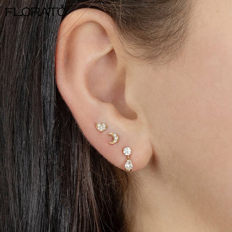 925 Sterling Silber Nadel Mode Tröpfchen Anhänger kleine Ohrringe mehrfarbige Zirkon Ohr stecker für Frauen neuen Piercing Schmuck