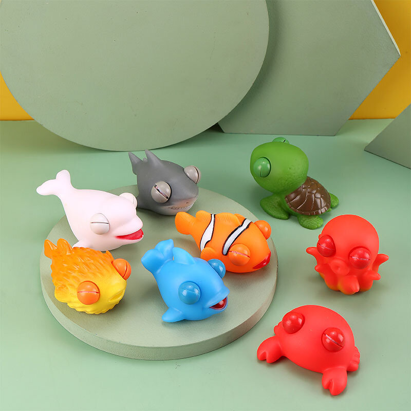 Funny Novelty Cute Big Eye Marine Animal Model Vent Toy Simulation Fish Squeeze Toy Anxiety Relief Anti Stress For Children
